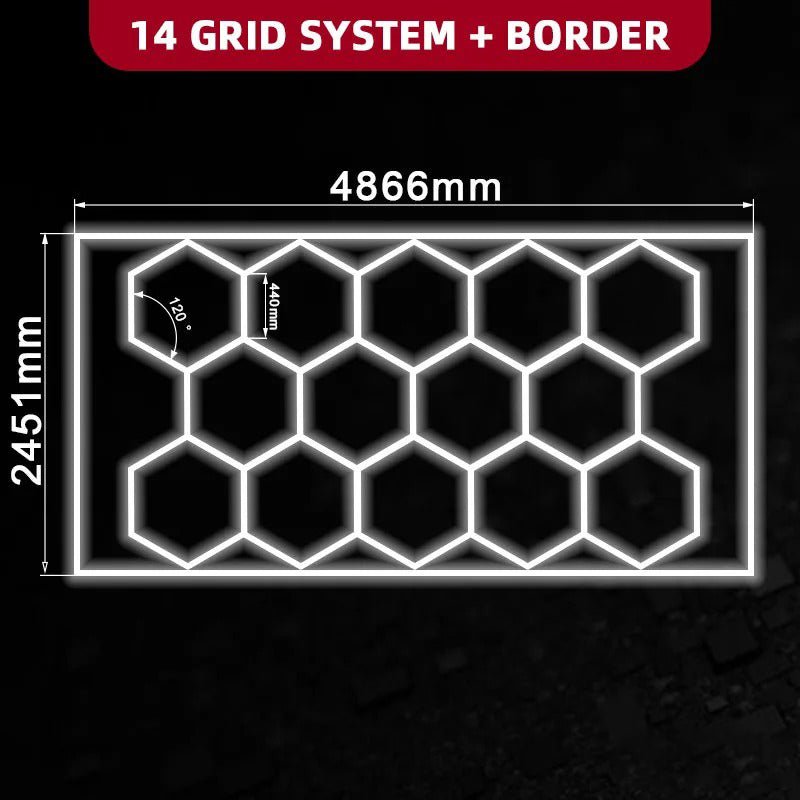 14 Hexagon Lights System With Border(16′ x 8′) - My Garage Station