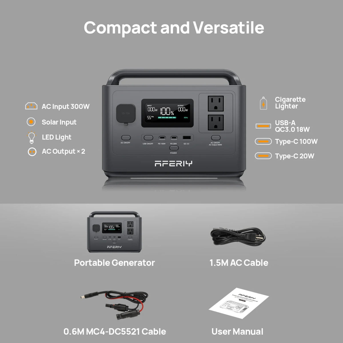 AFERIY 400W Portable Power Station - My Garage Station