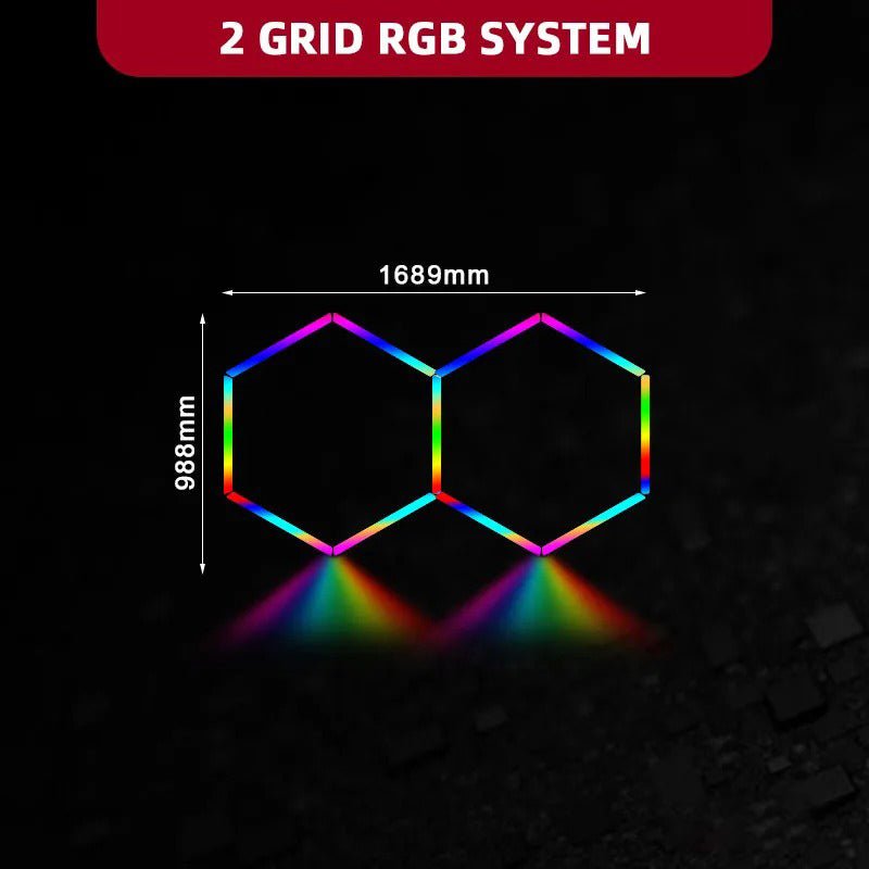 RGB 2 Hexagon Lights System(5.54′ x 3.24′) - My Garage Station