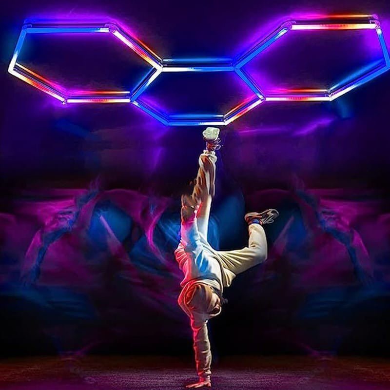 RGB 3 Grid Hex Lights System(7.89′ x 5.54′) - My Garage Station