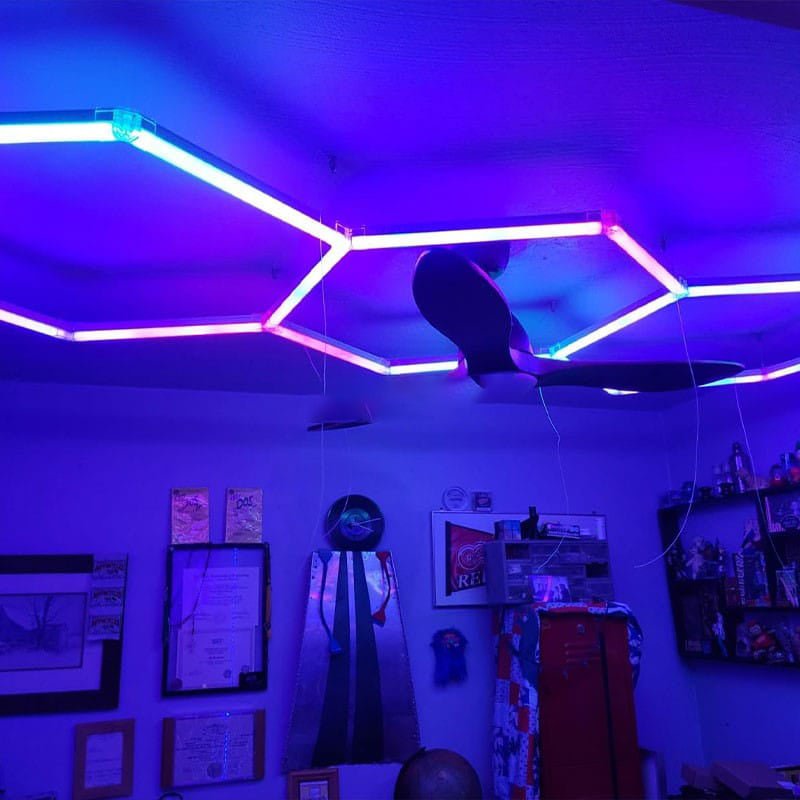 RGB 3 Hexagon Lights System(8.28′ x 3.24′) - My Garage Station