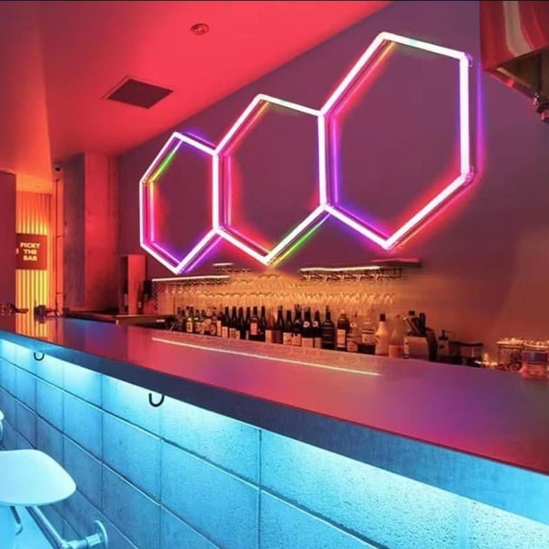 RGB 3 Hexagon Lights System(8.28′ x 3.24′) - My Garage Station