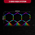 RGB 3 Hexagon Lights System(8.28′ x 3.24′) - My Garage Station